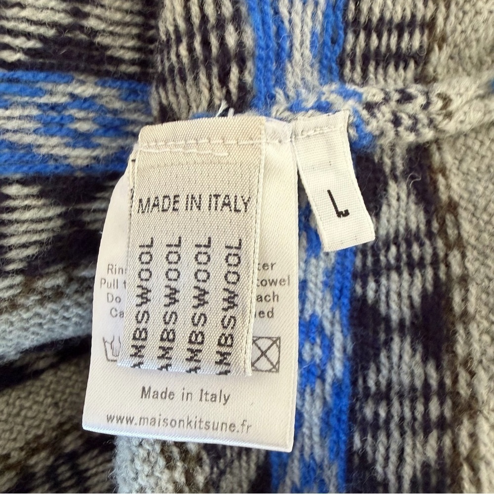 Maison Kitsuné Wool Fair Isle Sweater size L Made in Italy - Picture 5 of 5